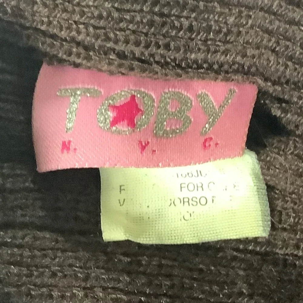 Toby Nyc Kids Beanie Hat Girls Brown Pink Heart‎ Wings Embroidered Size 4-10